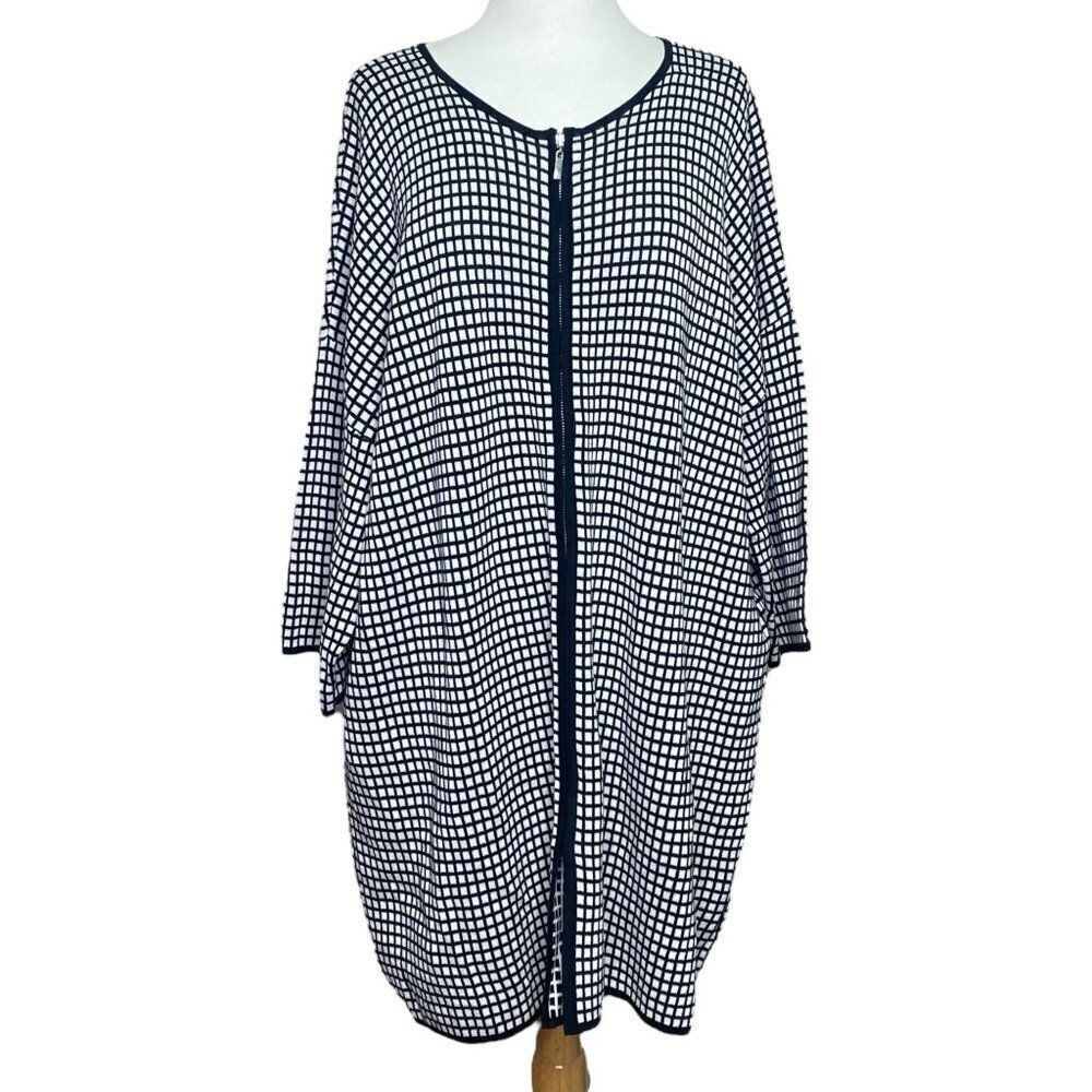 Joan Vass Checkered Jacket Car Coat Size 2XL